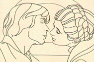 Luke and Leia, nearly kissing. From an ESB coloring book, image courtesy of T-Bone Fender.
