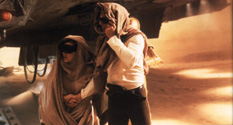 Han and Leia, wearing sand-protective goggles.  From the Star Wars Insider #35.