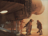 Threepio ducks under the Falcon.  From the Star Wars Insider #35.
