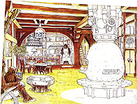 Drawing of Wookiee house interior